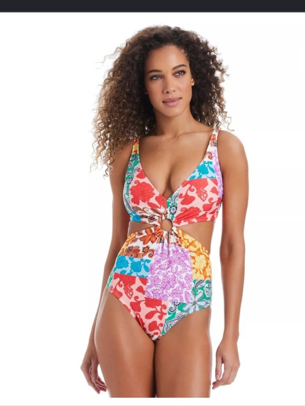 Bar IIIMulti Colored Beachside Boheme Ring Monokini One-piece Swimsuit